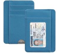 HOTCOOL Slim Wallet for Men, Minimalist Front Pocket Simple Leather Credit Card Holder RFID Blocking for Men & Women, Thin Organizer Gifts, Cross - Sky Blue, Cross Sky Blue, Small Wallet