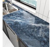 HotDecor Blue Marble Effect Self Adhesive Wallpaper Counter Top Vinyl Covering Navy Blue Sticky Back Plastic Bathroom Wallpaper Waterproof Furniture Kitchen Cupboard Vinyl Wrap 40cm x 200cm