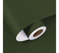 HotDecor Dark Green Wallpaper for Living Room 60cm X 300cm - Vintage Sage Self Adhesive Kitchen Counter Vinyl Wrap - Plain Green Bedroom Waterproof Worktop Covering