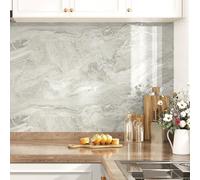 HotDecor Kitchen Worktop Covering Vinyl Self Adhesive Beige and Silver Marble Wallpaper Kitchen Vinyl Wrap for Cupboards Sticky Back Glossy Cream Marble Wallpaper Adhesive Table Cover 40cm x 200cm