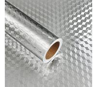 HotDecor Washable Kitchen Wallpaper Worktop Covering Vinyl Silver Sticky Back Plastic Roll Lining Paper 60cm X 300cm
