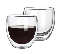 hotder Double Walled Glass Coffee Cups,250ml Set of 2,Hand Made, Heat Resistant,Dishwasher Safe,Macchiato Latte Espresso Glass Cups,Christmas Valentines Fathers Mothers Day Birthday Gift