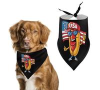Hotdog Funny Fourth of July Patriotics USA Flag Dog Bandanas Triangle Scarfs Printing Bib Scarf Adjustable Accessories for Small Dogs And Cats