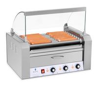 Hotdog Grill 9 Rollers Warming Drawers Stainless Steel - Roller Grills by Royal Catering Silver