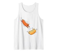 Hotdog Jumping Into A Bun Silly Food Lover Funny Snack Humor Tank Top