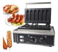 Hotdog Waffle Maker Machine - Electric 6PCS Commercial Corn Dog Waffle Maker for Crispy Baking - 1500W Perfect Homemade Hot Dogs on a Stick!