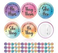 Hoteam 100/200 Pcs Pronoun Pins Gender Identity Pride Pins Bulk They Them Pronouns Badges Buttons Recognition Brooch Team Boy or Girl Badges for Party Conference Shirts Clothes Decorations, Gradient