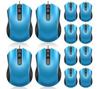 Hoteam 12 Pcs Light Blue Wired Computer Mouse Bulk Cord USB Computer Mice Ergonomic Wired Mouse for Pcs, Computers, Laptops, Gaming Office Home Supplies