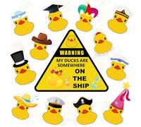 Hoteam 13 Pcs Duck Cruise Door Magnet Fun Themed Duck Cruise Door Decorations Decorative Magnetic Decorations Reusable Magnets Magnetic Stickers Decals for Fridge Carnival Car, 13 Style(Yellow)