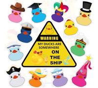 Hoteam 13 Pcs Duck Cruise Door Magnet Fun Themed Duck Cruise Door Decorations Decorative Magnetic Decorations Reusable Magnets Magnetic Stickers Decals for Fridge Carnival Car, 13 Style(Colorful)