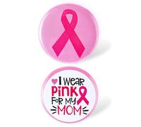 Hoteam 2 Pcs Breast Cancer Awareness Buttons Brooch Pink Ribbon Hope Round Badges I Wear Pink for My Mom Pins for Women Charity Recognition Public Event Fundraiser Survivor Campaign Decorations