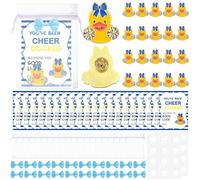 Hoteam 20 Pack Cheer Team Gifts Bulk Cheerleader Duck Pins Brooches You've Been Cheer Ducked Cards with Organza Bags and Bow Team Inspirational Gift for Adult Cheerleader Competition Gift