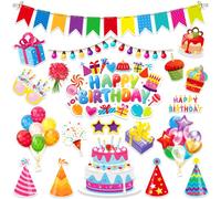 Hoteam 21 Pcs Birthday Cruise Door Magnets Decorations Funny Carnival Happy Birthday Ship Door Decorations Reusable Summer Refrigerator Magnets for Ship Cabin Fridge Car