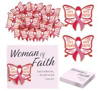 Hoteam 24 Sets Christian Inspirational Enamel Lapel Pin Butterfly Breast Cancer Awareness Gift Bulk with God Is Within Her She Will Not Fall Card for International Women's Day Church Mothers Gift