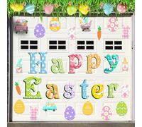 Hoteam 30 Pcs Happy Easter Garage Door Magnets Car Easter Magnets Decals Colorful Garage Door Magnets Reusable Refrigerator Sticker Holiday Decorations for Decor Party Supplies (Classic Style)
