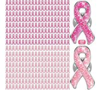 Hoteam 500 Pcs Pink Breast Cancer Ribbon Pins Breast Cancer Awareness Lapel Pin for Charity Activities Supplies, .02 x 0.59 inches/ 2.6 x 1.5 cm, Zinc, agate