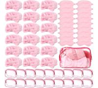 Hoteam 54 Pcs Sleepover Party Supplies 18 Pink Bow Makeup Headbands 18 Plush Sleep Eye Masks 18 Clear Cosmetic Bags Spa Party Favors for Girl Women Spa Birthday Bachelorette Slumber Favors Gifts