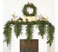 Hoteam 6 ft Artificial Christmas Garland Norfolk Pine Garland for Mantle, Bendable Cedar Greenery for Table, Mantle, Wall, Indoor, Outdoor Christmas Decorations