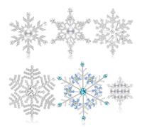 Hoteam 6 Pcs Christmas Brooch Pins Set for Women Rhinestone Brooches Crystal Pins Christmas Ornament Jewelry Pins Gift, approximately 5cm/1.97 inches, alloys and crystals, no gem