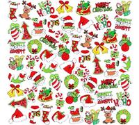 Hoteam 60 Pcs Summer Enamel Pins Bulk Beach Hawaiian Tropical Label Pin Flamingo Gnome Watermelon Brooch for Backpack Hat Cloth Party Favor Gift Decor(Lime Green Christmas)