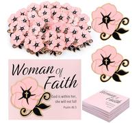Hoteam Christian Pins for Woman of Faith Pins with Cards Flower Enamel Brooch Gift God Is Within Her She Will Not Fall, 1.57 x 1.57 inches/ 4 x 4 cm, environmentally friendly alloy, agate