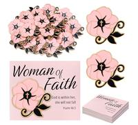 Hoteam Christian Pins for Woman of Faith Pins with Cards Flower Enamel Brooch Gift God Is Within Her She Will Not Fall, /, Alloy Steel, no gemstone