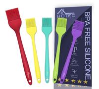 Hotec 5 Pieces Set Silicone Heat Resistant Marinade Meat Basting Pastry Brush Spread Oil Butter Sauce Marinades for BBQ Grill Barbecue Baking Kitchen Cooking BPA Dishwasher Safe (Multicolor)