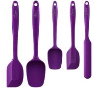 HOTEC High Heat Resistant Food Grade Silicone Rubber Spatula Set for Baking, Cooking, and Mixing Non Stick Dishwasher Safe BPA-Free Purple Set of 5