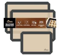 HOTEC Silicone Baking Mats 3 Pack - Thickened Non-Stick Reusable Silicone Baking Sheets for Oven - Cookie & Macaron Mats - 2 Half Sheet + 1 Quarter Sheet - BPA-Free, Dishwasher Safe