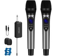 HOTEC UHF Dual Wireless Microphones, Cordless Dynamic Handheld Mics with Echo & Volume Control, Rechargeable Receiver, 160FT Range for Karaoke, PA System, Wedding, Church