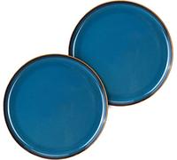 Hoteck 32-Piece Dinner Set Made of Ceramic, Porcelain Ceramic, blue, 2 Stück-21.5cm