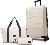 Hoteel Luggage 3-Piece Suitcase with Wheels | TSA Lock & Hard Shell & Zipper to Protect your Belongings. Equipped with Bags Suitable for Travel, Ttudy Abroad,Beige