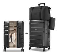 Hoteel Luggage Set, 3 Piece ABS Hardshell Suitcase with Spinner Wheels TSA Lock, Lightweight Travel Carry on Luggages for Business, Gray, 3 Piece(20/DB/TB)