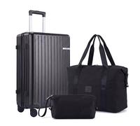 Hoteel Luggage Sets, PC+ABS Hard Shell Expandable Suitcases with Wheels, TSA Aproved Lock and Carry on Bags, Black, 3 Piece Set (20/DB/TB), Hardside Luggage Sets With Bag