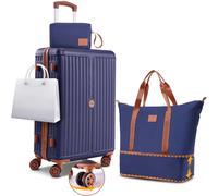 Hoteel Luggage Sets with 360° Spinner Wheels, Carry on Luggage with TSA Lock, Luitcases Hardshell ABS+PC, Suitcase Set for Travel, Business, Dark Blue, 3 piece set (20/DB/TB), 3 Piece Luggage Set With