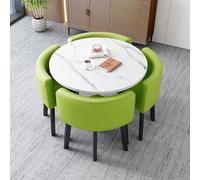 Hotel and Office Dining Set: 1 Round Table & 4 Chairs Business Center Furniture Small Dining Table Set Modern Green Office Decor Space Saving Design