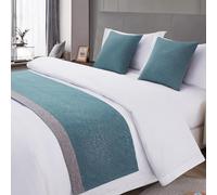Hotel Bed Runner Protection Cotton Linen Splicing King Size Bed Scarf Towel Home Bed Scarves Bedspread Matching Cushion Set Bedding Decoration,C-50 * 240CM