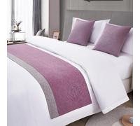 Hotel Bed Runner Protection Cotton Linen Splicing King Size Bed Scarf Towel Home Bed Scarves Bedspread Matching Cushion Set Bedding Decoration,G-2*Pillowcase