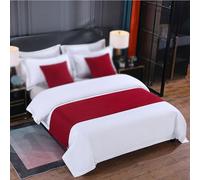 Hotel Bed Runner Scarf Bedroom Cotton Line Bed End Throw Modern Bedspreads Decorative Dustproof Bedding Protector for Twin Queen King Size Bed-Red||Only 2 Pillowcase 50X50cm