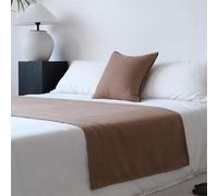 Hotel Bed Runner Scarf Cotton Linen Bed End Towel Solid Color Jacquard Bedding Decor No Fading Bedspread Throw Protection for Twin Queen King Size-Brown||85X230cm for 1.8m Bed
