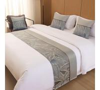 Hotel Bed Runner Scarf Modern Satin Bedspread Decorative Solid Stripe Woven Line Pattern Bedding Protection Luxury Minimalist Bed End Towel for Twin Queen King Size-Gray.||Only 2 Pillowcase 50X50cm