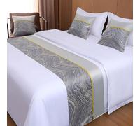 Hotel Bed Runner Scarf Modern Satin Bedspread Decorative Solid Stripe Woven Line Pattern Bedding Protection Luxury Minimalist Bed End Towel for Twin Queen King Size-Gray||Only 1 Pillowcase 50X50cm
