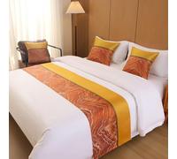 Hotel Bed Runner Scarf Modern Satin Bedspread Decorative Solid Stripe Woven Line Pattern Bedding Protection Luxury Minimalist Bed End Towel for Twin Queen King Size-Orange.||50X180cm for 1.2m Bed