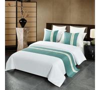 Hotel Bed Runner Scarf Soft Imitation Linen Fabric Bed Throw Modern Luxury Bedding Decoration No Fading Comfy Bedspreads Protection for Twin,Queen,King Size-Green||50X180cm for 1.2m Bed