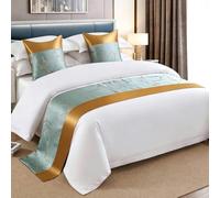 Hotel Bed Runners Scarf Set with 2 Pillow Covers Luxury Satin Bedspread Decoration Embroidered Patterns Beds Tail Modern Simple Bedding Protector for Twin Queen King Size-Green||50X180cm for 1.2m Bed