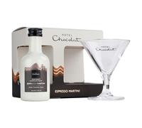 Hotel Chocolat Miniature Espresso Martini Velvetised Cream Liqueur, Premium Gift Set including 5cl Espresso Martini Velvetised Cream with Branded Hotel Chocolat Martini Glass