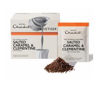 Hotel Chocolat Salted Caramel & Clementine Hot Chocolate Sachets - Luxury Chocolate Flakes - Pack of 10 Single-Serve Sachets, 310g - Suitable for