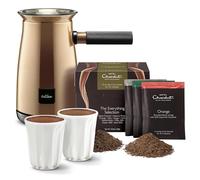 Hotel Chocolat Velvetiser - In-Home Hot Chocolate Machine - Barista-Grade Hot Chocolate Maker - Copper Edition - Complete Starter Kit - 2 Ceramic Podcups & 10 Single-Serve Sachets