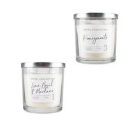 Hotel Collection Luxury Scented Candles, Lime Basil & Mandarin and Pomegranate, Glass Jar with Lid, 2 Wick Candles, 2 Pack