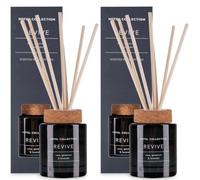 Hotel Collection Revive Scented Luxury Reed Diffuser Set - Revive Scented Home Fragrance Oil Rose, Geranium & Lavender Pack of 2 x 400ml Each - Elegant Gift Set